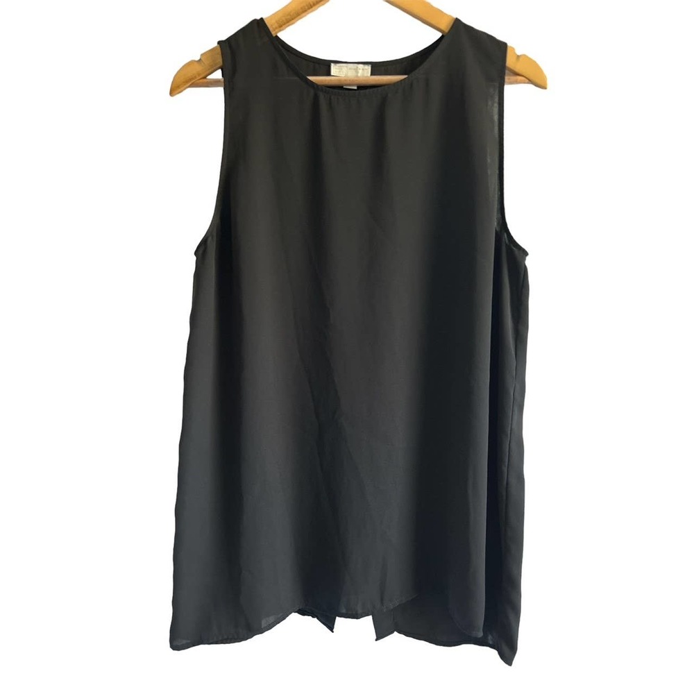 14th & Union Size Large Black Sleeveless Crisscross Back Career Shell‎ Blouse